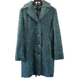 Donna Salyers Fabulous-Furs Teal Faux Fur Coat Women’s Small – Mid-Length Jacket